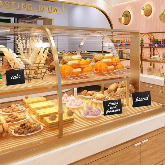 20 Kreidetafel Klein Set, Kleine Tafeln Zum Beschriften, 100x75 mmL-form Preisschilder Aufsteller, mit 2 Stiften und 1 Reinigungstuch, geeignet für Buffets, Hochzeiten, Partys, Tischkarten in Café