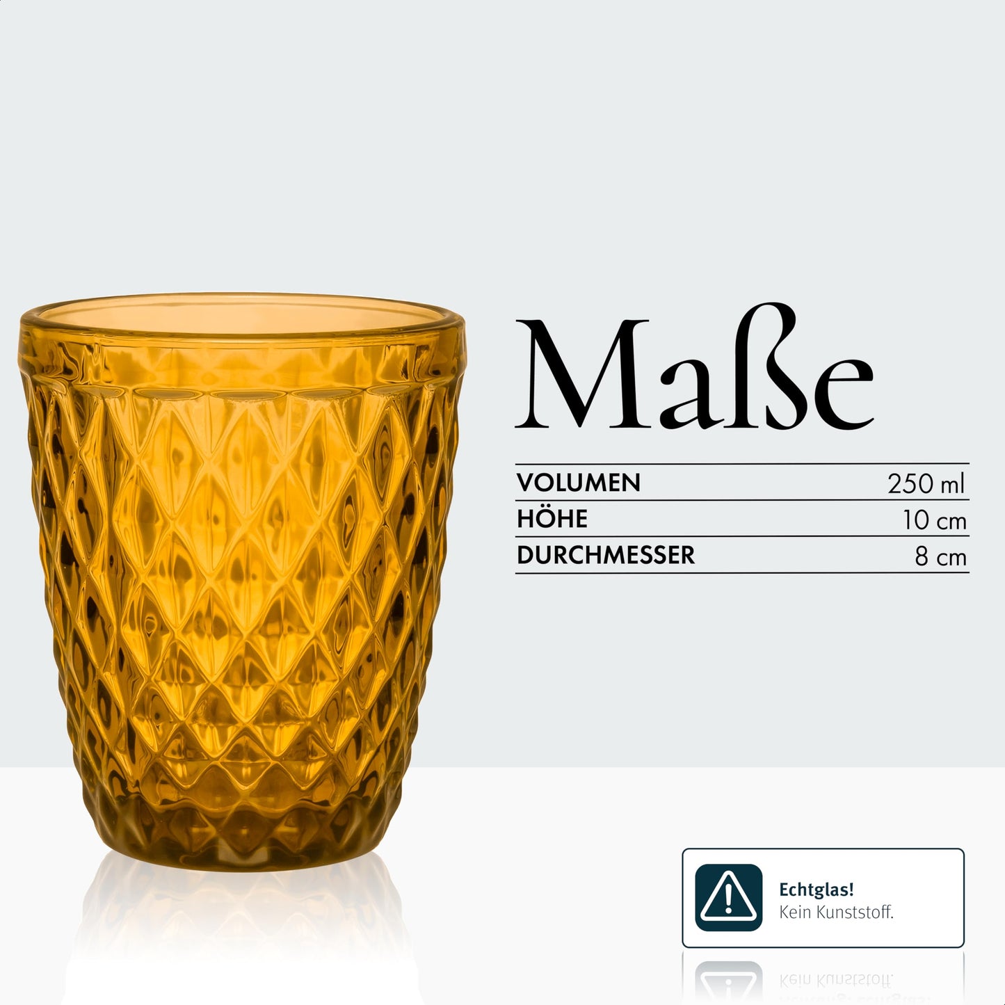 Norqvist Trinkgläser Set bunt - Gläser Set - Wassergläser farbig, Saftgläser - 6er Set 250 ml - Spülmaschinengeeignet - Stapelbar - Modernes Design mit Diamant Muster