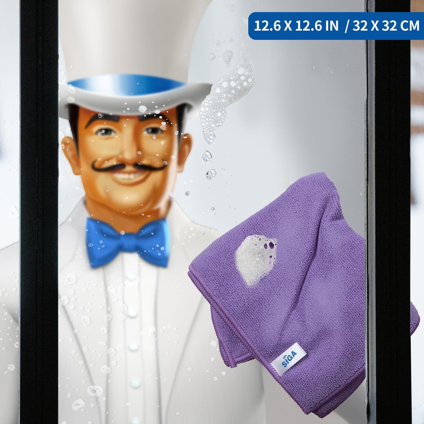 MR.SIGA Mikrofaser Reinigungstuch, Allzweck Mikrofasertücher, streifenfreie Putztücher, 12 Stücke, Lila