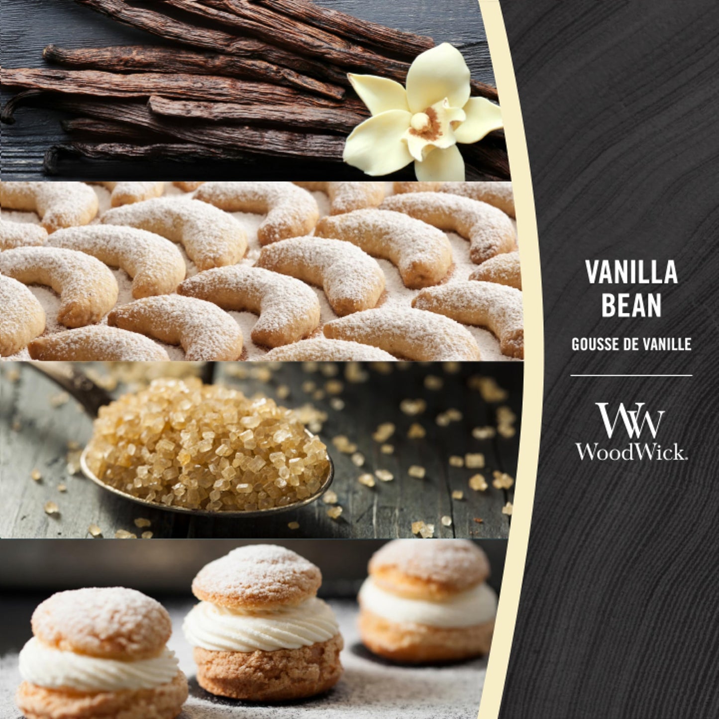 Große WoodWick Duftkerze im Sanduhrglas mit knisterndem Docht, Black Cherry, bis zu 130 Stunden Brenndauer, vanilla bean