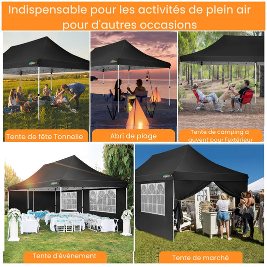 COBIZI Faltpavillon 3x6, Pavillon 3x6 Wasserdicht Stabil, Partyzelt mit 6 Seitenwänden, Upgrade-Hochdach und Tragetasche, Outdoor Pop Up Gartenpavillon für Fest, Hochzeit, Picknick, Markt, UV 50+