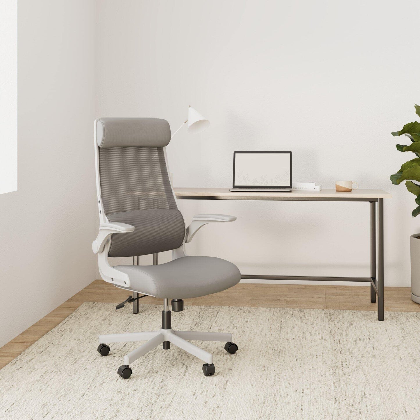 MELOKEA Bürostuhl Ergonomisch mit Verstellbare Kopfstütze, Schreibtischstuhl aus Mesh