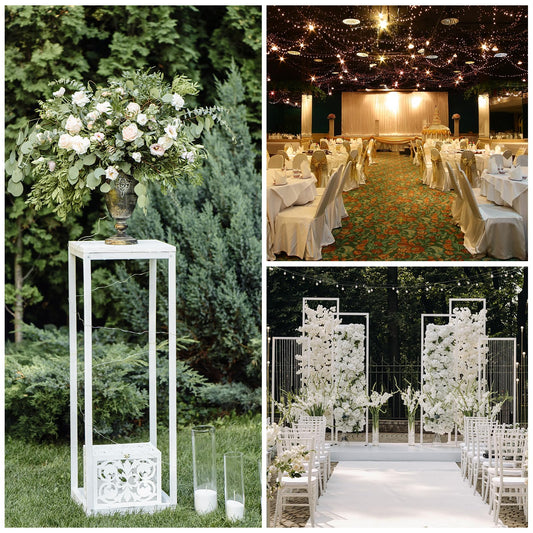 sourcing map Hochzeitsblumenständer Vase Säule, Metallblumenständer 60 cm, 80 cm, 100 cm hoher Blumenständer in Gold für Hochzeitsfeier, Abendessen, Tischdekoration, 1 Set