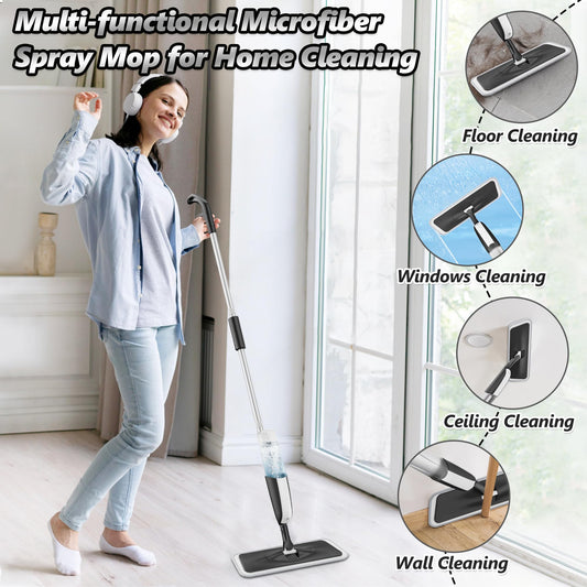 Wischer mit Sprühfunktion Sprühwischer Bodenwischer - MANGOTIME Wischmopp mit Sprühfunktion Spray Mop Nasswischer Bodenwischer mit Wassertank und 4 wischpads für die Reinigung der meisten Bodenarten