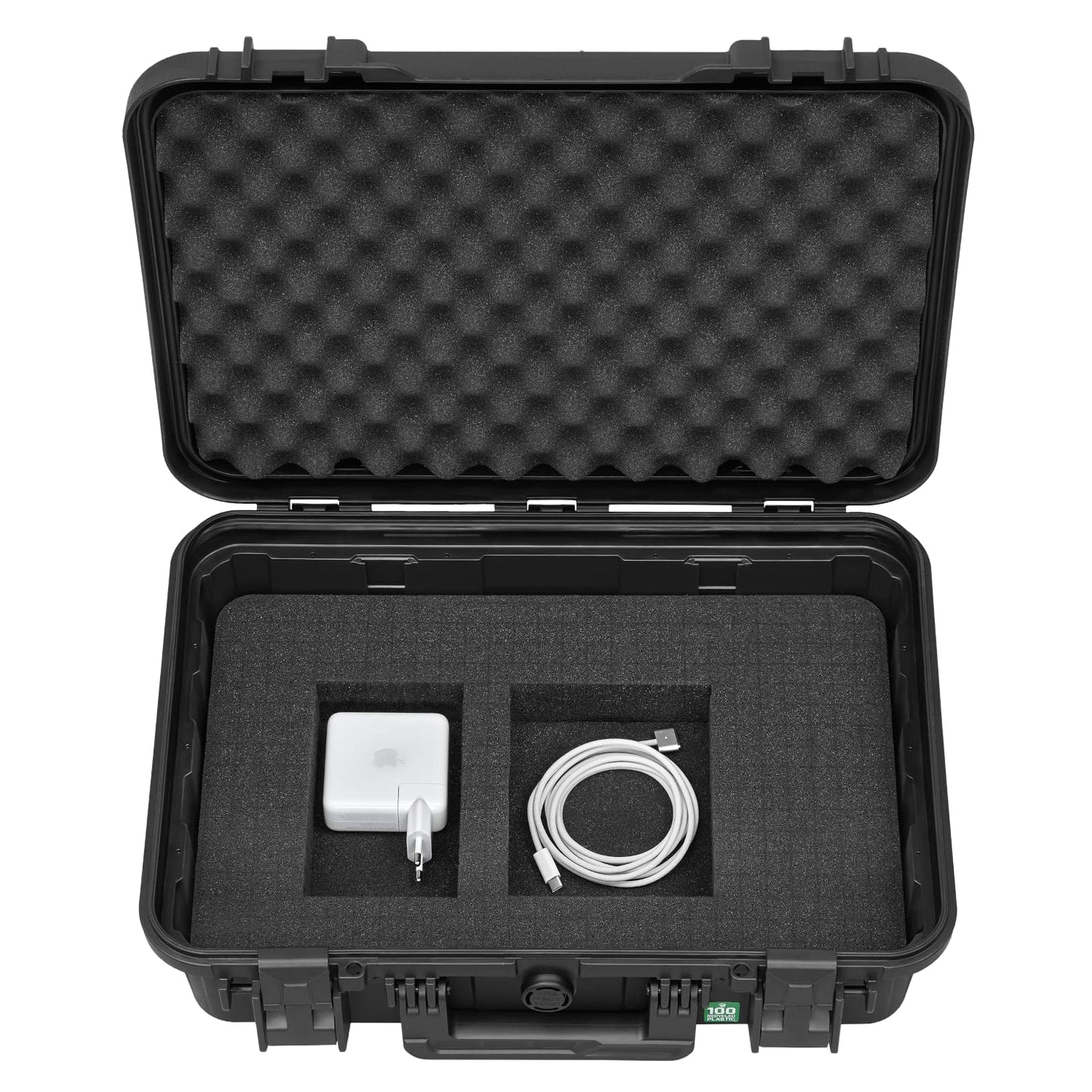 TOMcase Koffer für Tablet, Notebook/Laptop und Zubehör; wasserdichter ECO Schutzkoffer mit Raster-/Würfelschaumstoff für 11“ bis 15“, Outdoor Case Made in Germany (M)