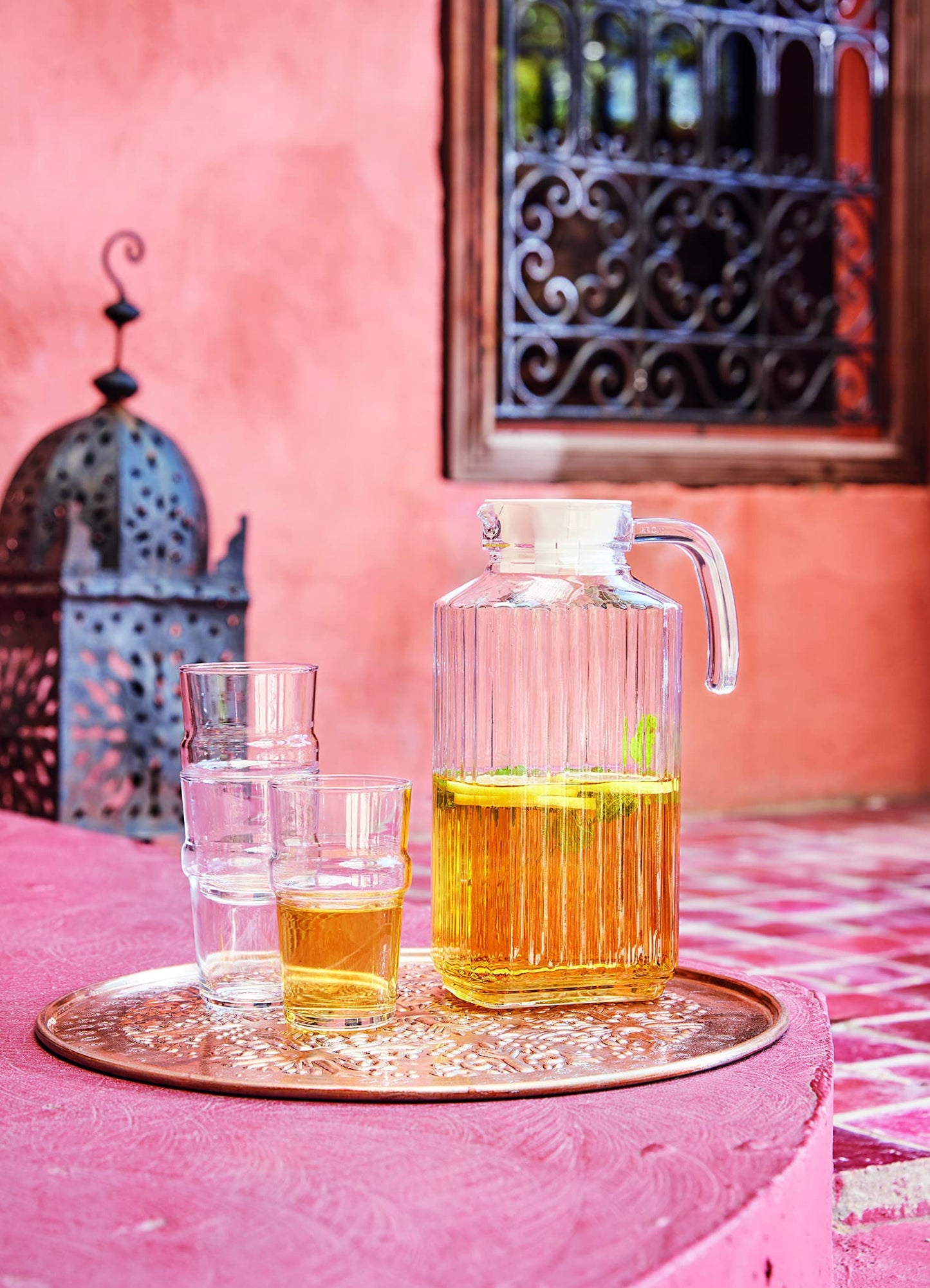 Luminarc ARC 30629 Quadro Krug, Kühlschrankkrug mit Deckel, 1.7 Liter, Glas, transparent, 1 Stück