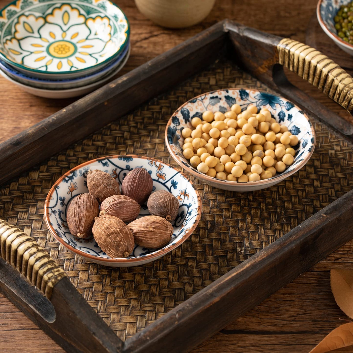 TuYines Keramik Dipschalen,Gewürzschalen Klein,Soja Saucenschälchen,Dipschälchen,Tapas Schalen Set,Snackschalen & Dipschalen,Snackschalen Set 6er,Ø 10 cm Snack Bowl für Sushi,Snack