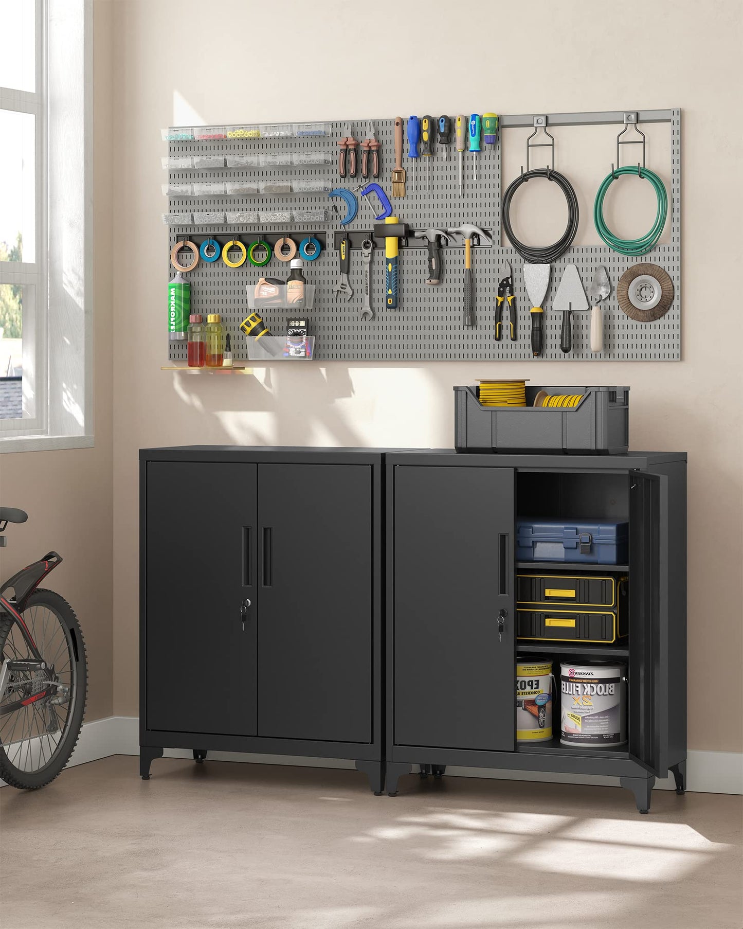 SONGMICS Aktenschrank, Mehrzweckschrank, Büroschrank mit 2 Türen