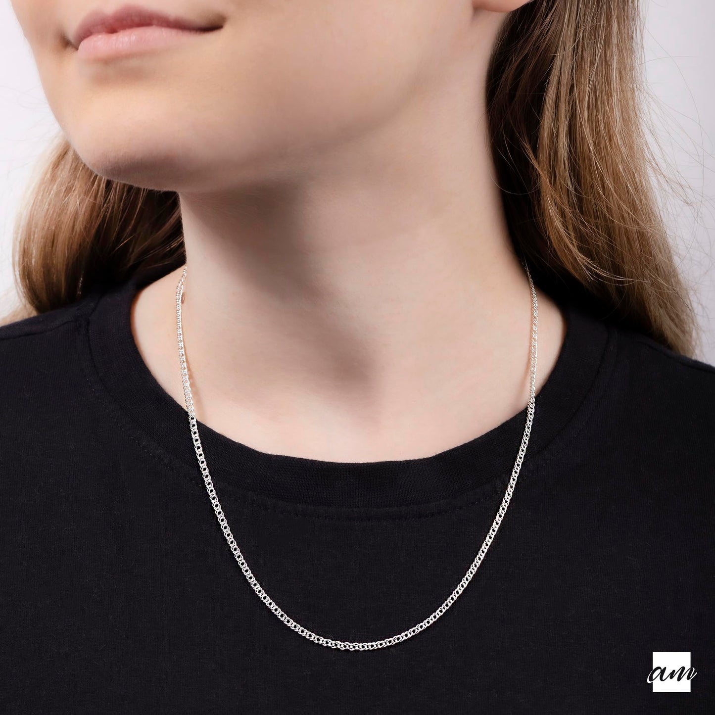 Amberta 925 Sterlingsilber Damen-Halskette - Rhombus Panzerkette - 2 mm Breite - Verschiedene Längen: 40 45 50 55 cm (50cm)