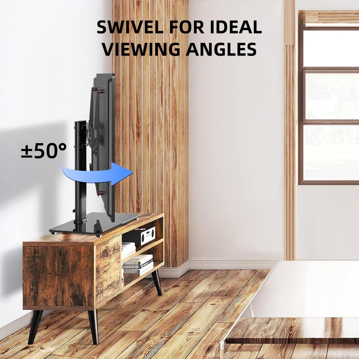 suptek TV Ständer Schwenkbar for 26-55 inch LED OLED Flat Curved Screens bis zu 50 KG, TV Stand höhenvertsellbar, TV Standfuss, Max VESA 400x400mm, TS202