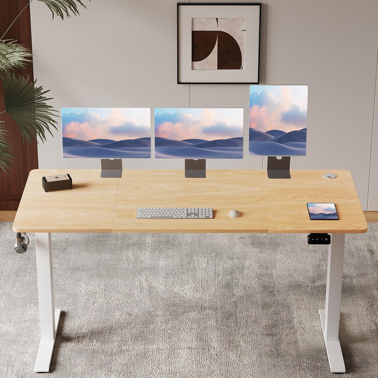 Flamaker Elektrisch Höhenverstellbarer Schreibtisch, 71–119 cm, Beige