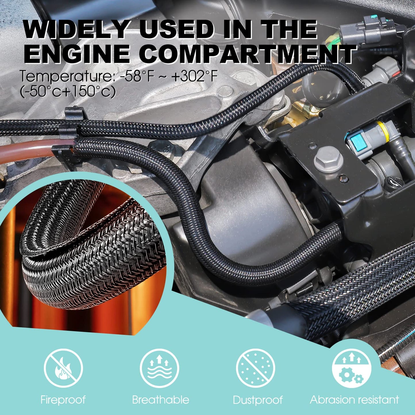 AGPTEK Kabelschlauch Schwarz 2x1,5m Selbstschließend Kabelmanagement Kabelschutz Flexibel Zuschneidbar