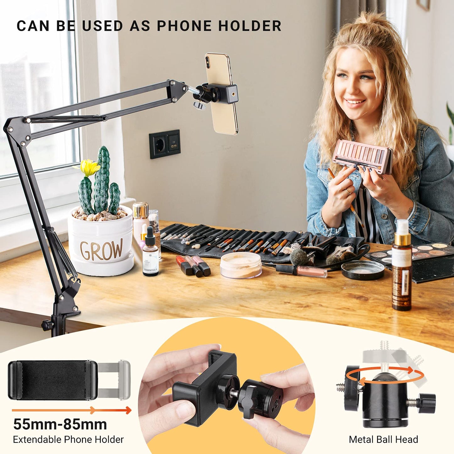 CAHAYA Mikrofonständer tisch einstellbare Mikrofonständer professionelle Mikrofonhalter Mikrofonaufhängung Boom Scissor Arm Stand CY0260