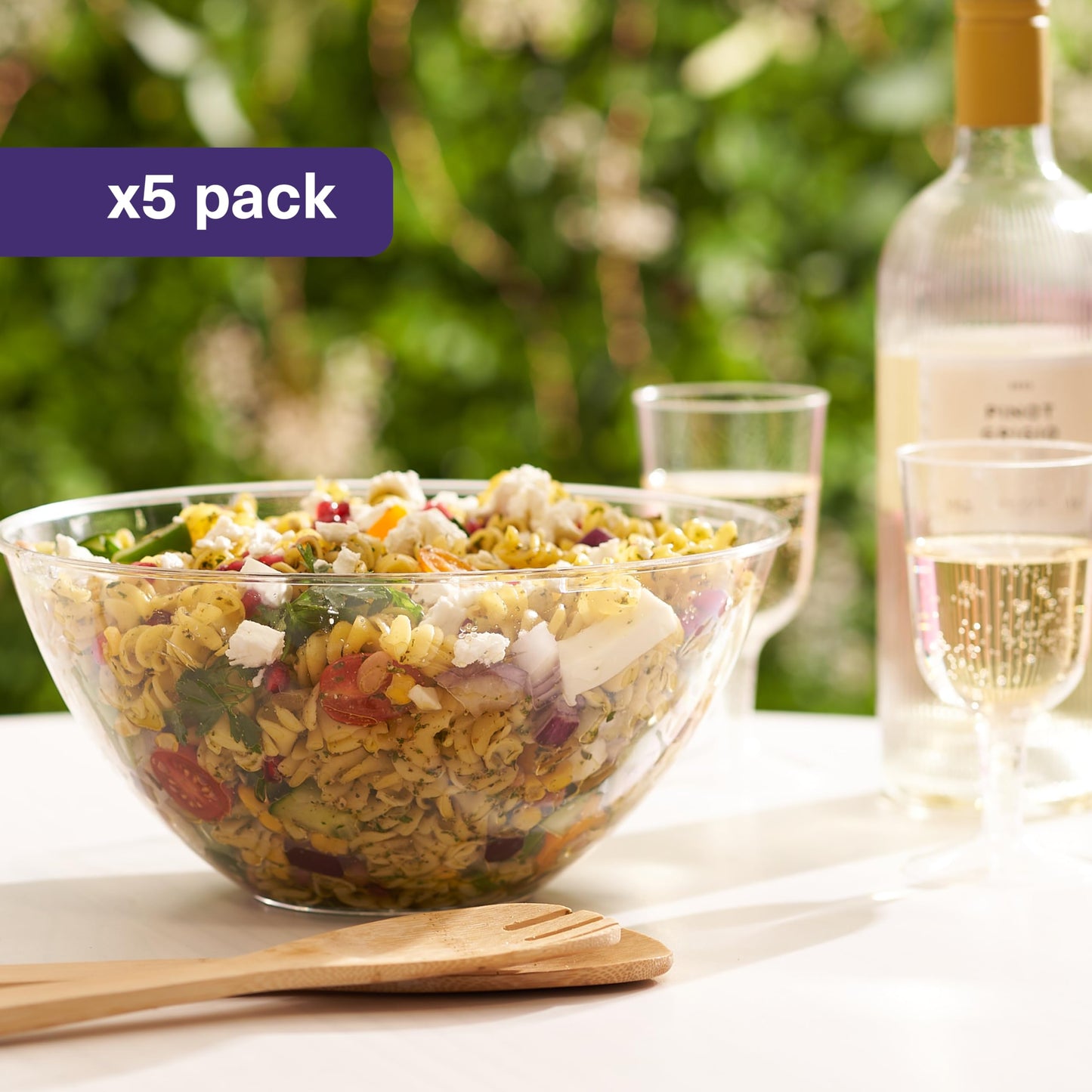 MATANA 5 Große Transparente Plastikschalen, Salatschüsseln, Plastikschüsseln, Snackschalen für Kindergeburtstage, Picknick & Partys (3000ml) - Mehrweg & Stabil