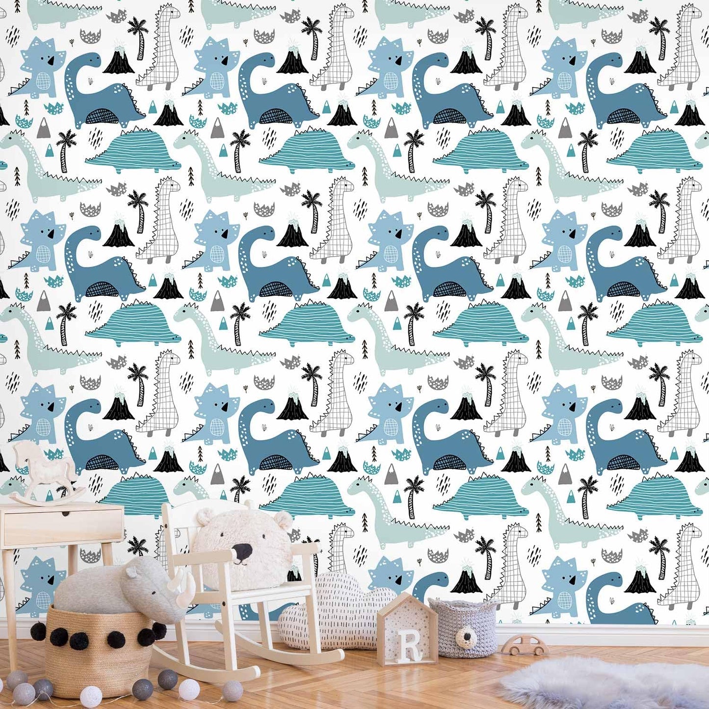 murando - Tapete selbstklebend 10m Wandtattoo dekorative Möbelfolie Dekorfolie Fotofolie Panel Wandaufkleber Wandposter Wandsticker - Kinderzimmer Dinosaurier Dino für Kinder Junge e-B-0013-j-a