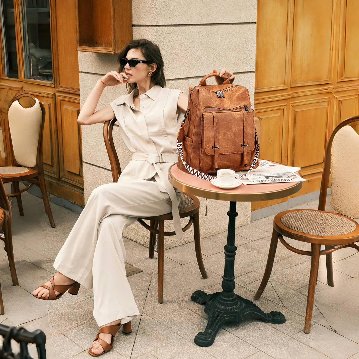 Leathario Rucksack Damen Wasserdicht,Cityrucksack aus PU Leder,Mittelgroße Damen-Rucksackhandtaschen, Cityrucksack Damen für Uni,Travel, Arbeit