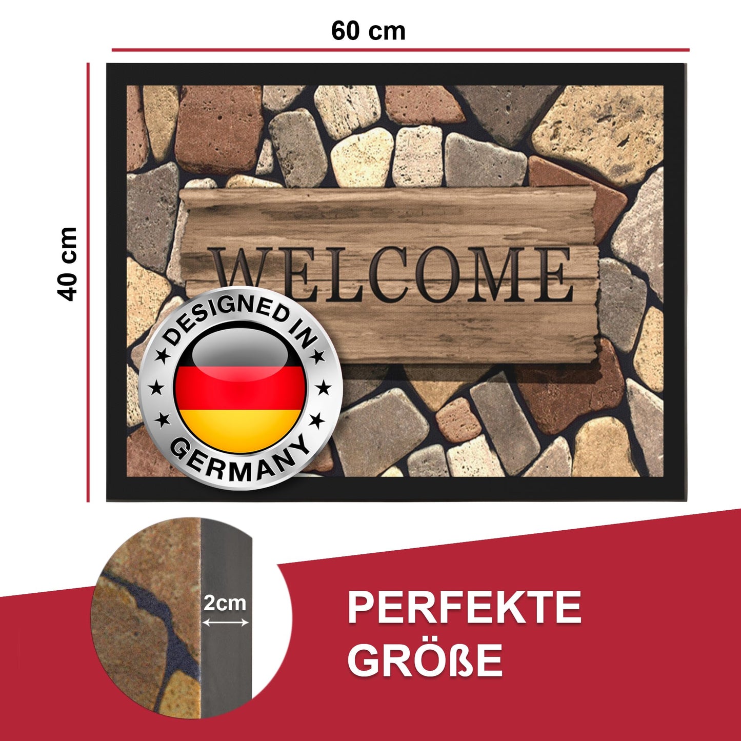 Valia Home Fußmatte 40x60 cm – Schmutzfangmatte für Innen & Außen, rutschfest mit hoher Saugkraft – vielseitige Designs, ideal für Haustür, Eingangsbereich, Flur & Balkon