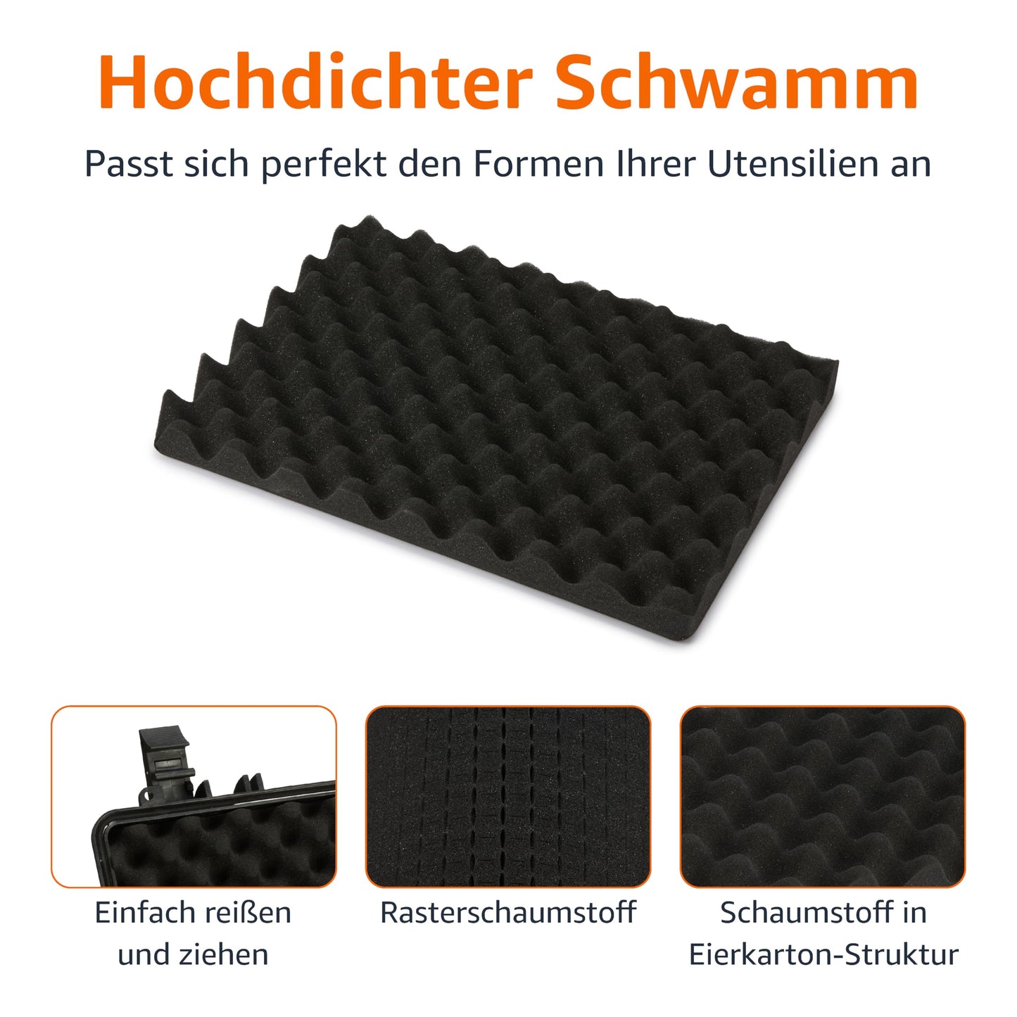 Amazon Basics - Mittlere Schützende Tragbare Harte Kameratasche mit Anpassbarem Passform-Schaumstoff für Drohnen, Kameras, Objektive und Zubehör, Wasserdicht, Stoßfest, 43.6 x 37 x 16.7 cm, Schwarz