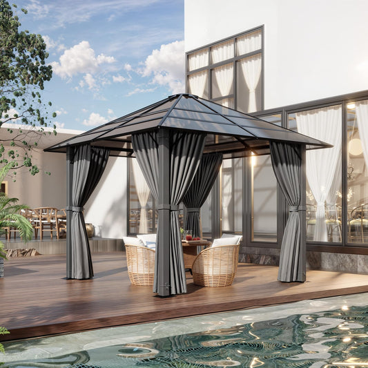 Devoko Pavillon 3x3 Wasserdicht Stabil Winterfest,Aluminium Gartenpavillon,Pavillon mit Festem Dach Protection UV,Geeignet für Außenszenen,Grau