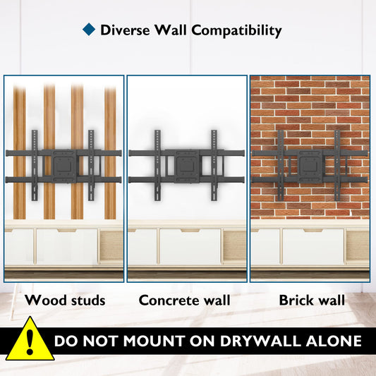 BONTEC TV Wandhalterung mit 1040 mm Extra Langem Gelenkarm für 32–75 Zoll Fernseher – Schwenkbar, Neigbar und Drehbar, bis 60 kg Tragkraft, Max. VESA 600x400 mm, Schwarz