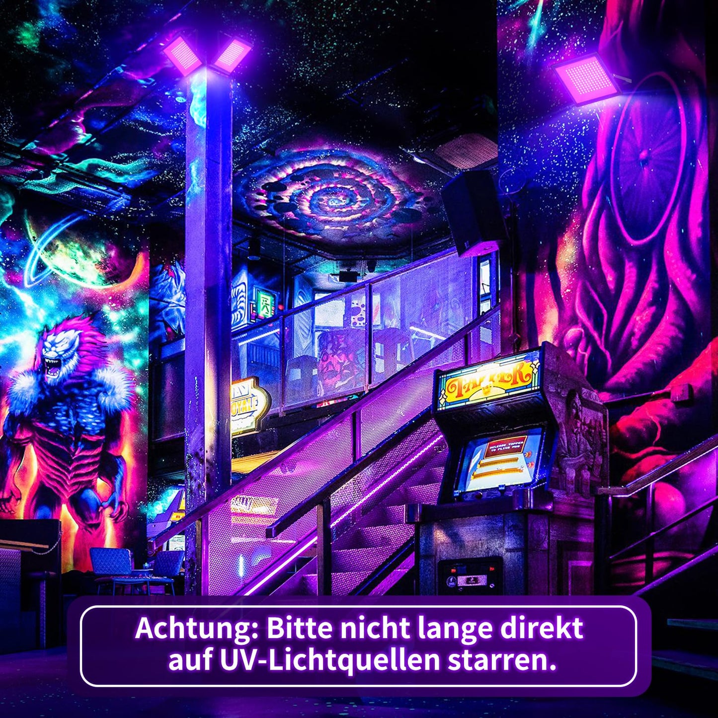 AffyBulb 150W LED Schwarzlicht, Schwarzlichtlampe, Schwarzlicht Strahler, UV Flutlicht für Weihnachten, Halloween, Neon Glühparty, Körperbemalung, UV Harzaushärtungslicht, IP66 Wasserdicht (2 Stück)