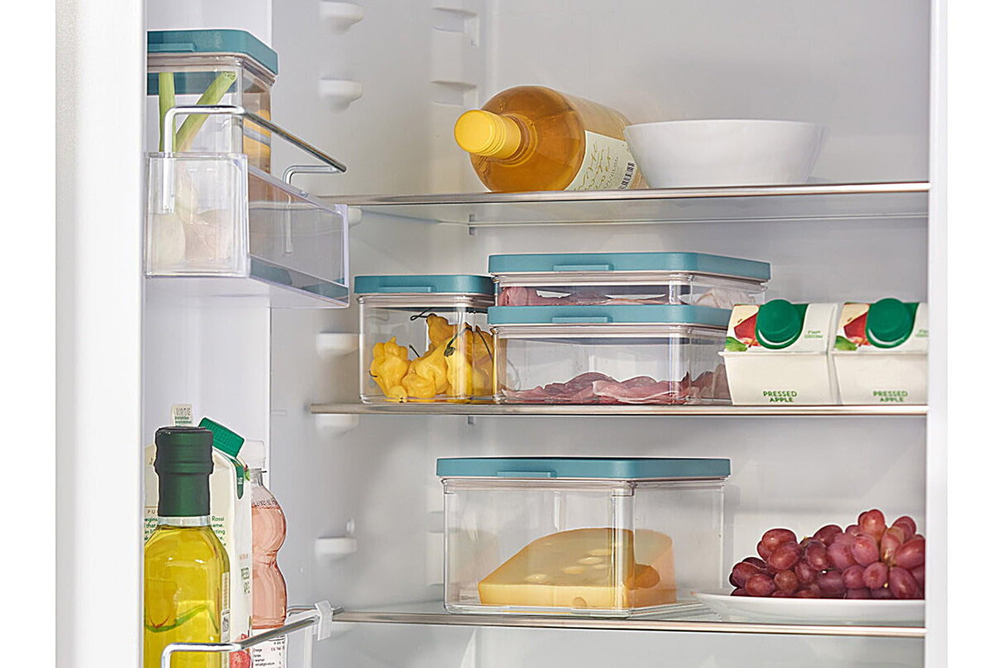 Mepal Wurst Aufbewahrung Kühlschrank mit 3 lagen - Kühlschrank Organizer Aufschnitt - 3 Separate Aufschnittboxen für Kühlschrank und Organisation in der Küche - 3 x 500 ml - Nordic sage