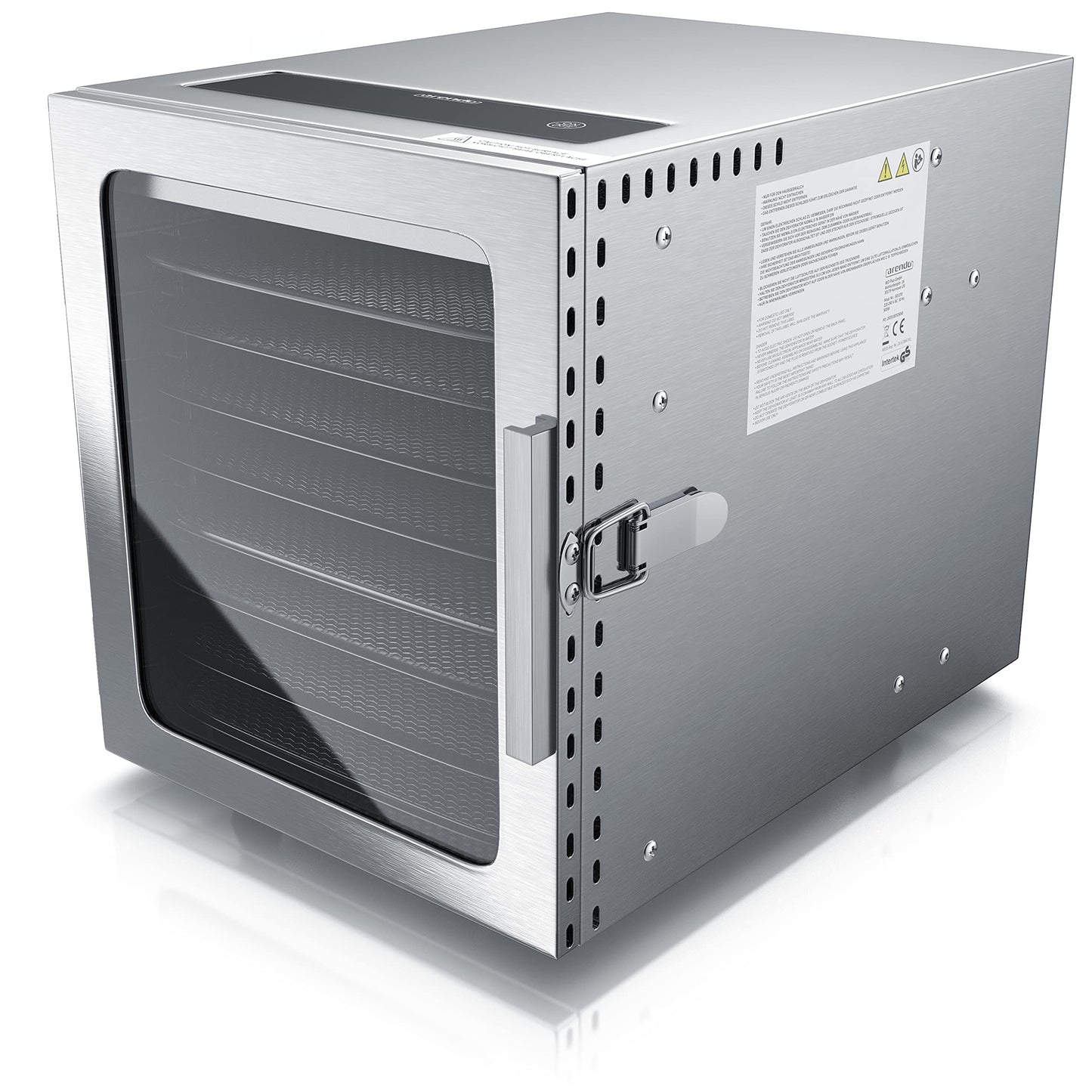 Arendo Edelstahl-Dörrgerät 8-Fach, 500W, mit Temperaturregelung und 24h-Timer, BPA-frei für Obst, Gemüse, Fleisch und Kräuter