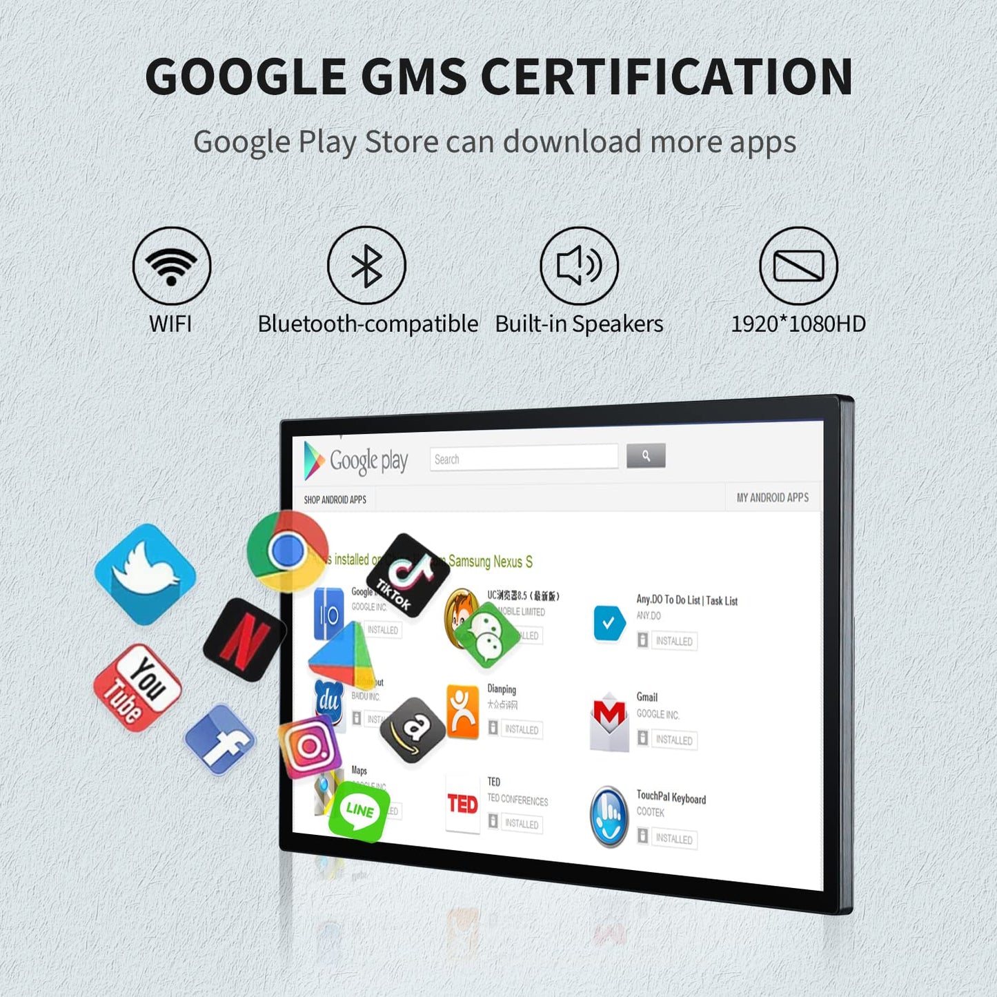 TouchWo 43-Zoll Interaktiver Touchscreen-Monitor, Smart Board mit Wandhalterung, Android 11 Smart Touch Screen Präsentations-Whiteboard für Büro & Klassenzimmer, 4 GB RAM & 32 GB ROM