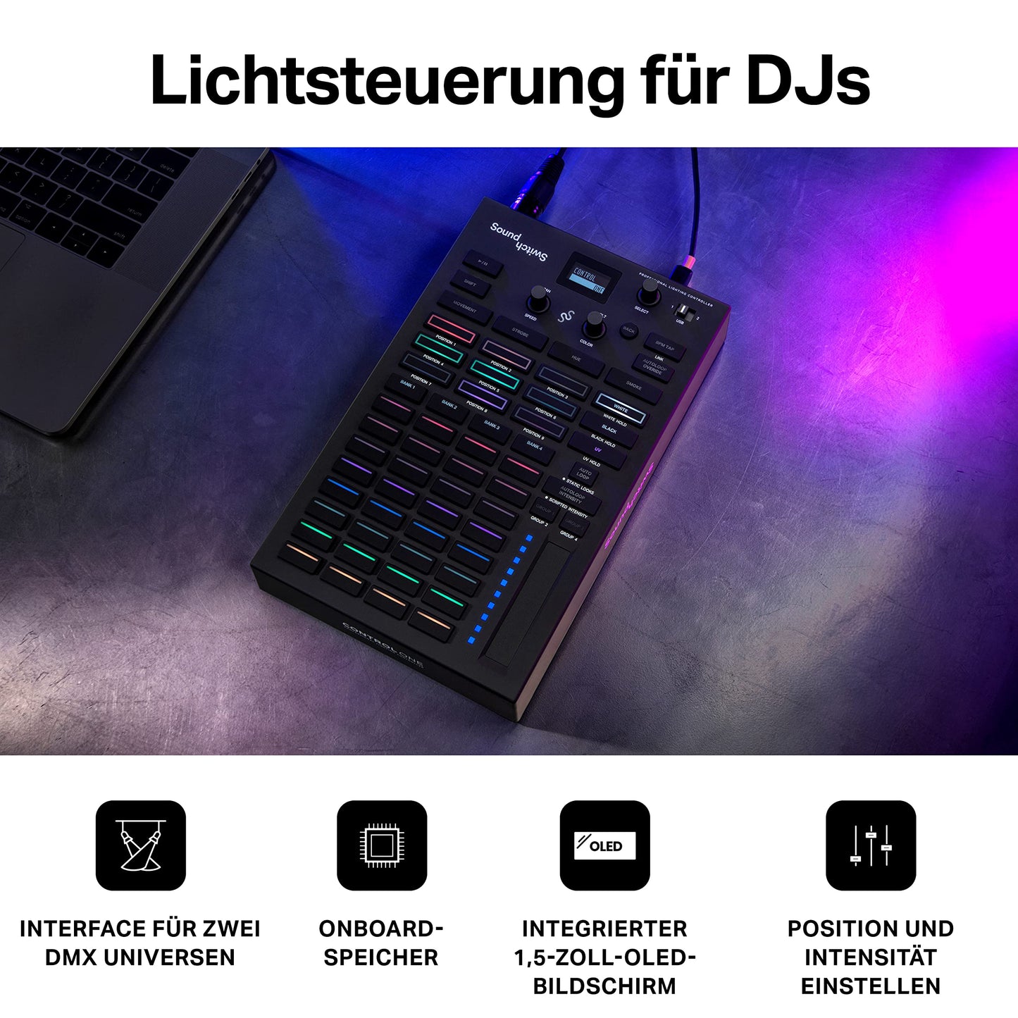 SoundSwitch Control One – Professioneller DMX DJ-Beleuchtungs-Controller mit 3 Monaten SoundSwitch Softwarezugang, DMX und Phillips Hue Support
