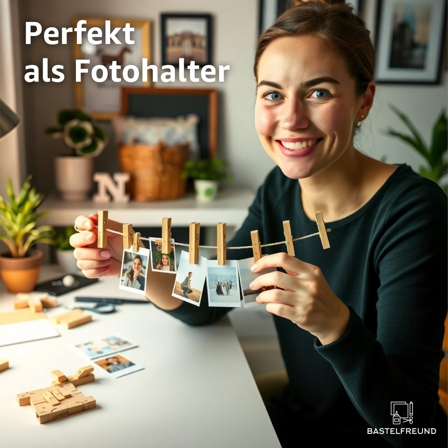 100 Stück Mini Wäscheklammern - Nachhaltiges Holz - Miniklammern - Kleine Holzklammern 25 mm - Clips für Fotohalter & Basteln