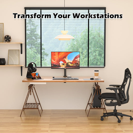 BONTEC 13-32 Zoll Monitor Halterung für LED LCD Bildschirme bis 10 kg, Monitor Tischalterung 1 Monitor Höhenverstellbar Neigbar Schwenkbar, 2 Montageoptionen, VESA 75x75/100x100, Schwarz