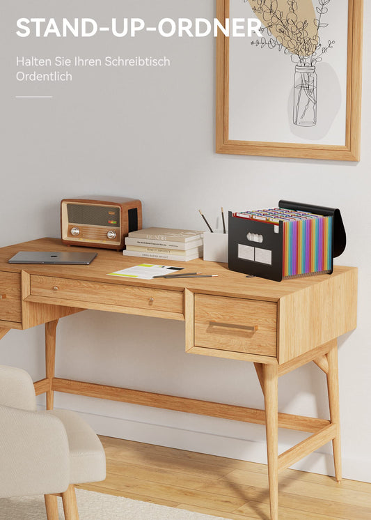 Dokumentenmappe A4, 26 Fächer Fächermappe Sortiermappe Bunte Datei Ordner Regenbogen Aktenordner Ordner Akkordeon Design A4 Größe Grosse Kapazität Wasserdicht Materia mit Deckel de ABC life