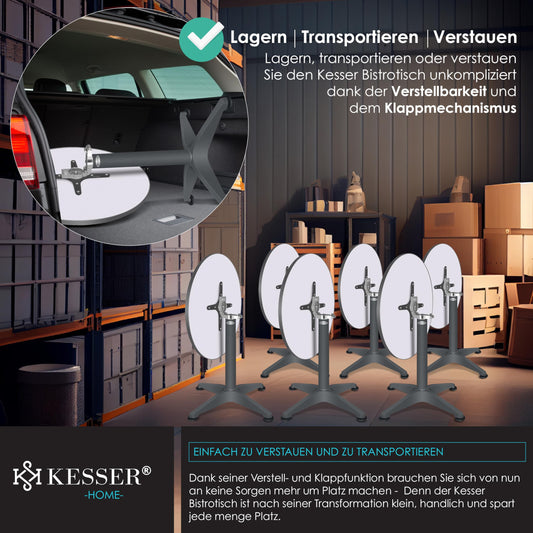 KESSER® 2in1 Stehtisch klappbar Bistrotisch 2er Set | Aluminium Edelstahlplatte | höhenverstellbar 70cm / 115cm | Partytisch Tisch Ø 60cm | In- & Outdoor | Empfangstisch | Klapptisch Anthrazit