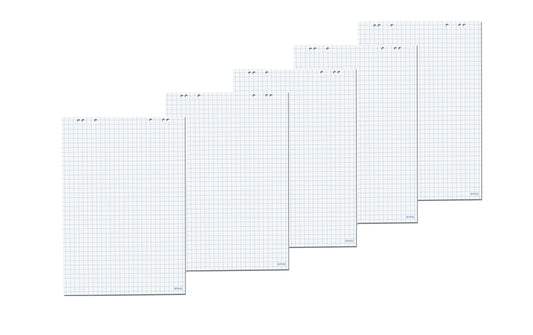 Herlitz 10834141 Flipchartblock, 68x99cm (kariert/gelocht), 5 Blöcke (20 Blatt je Block)