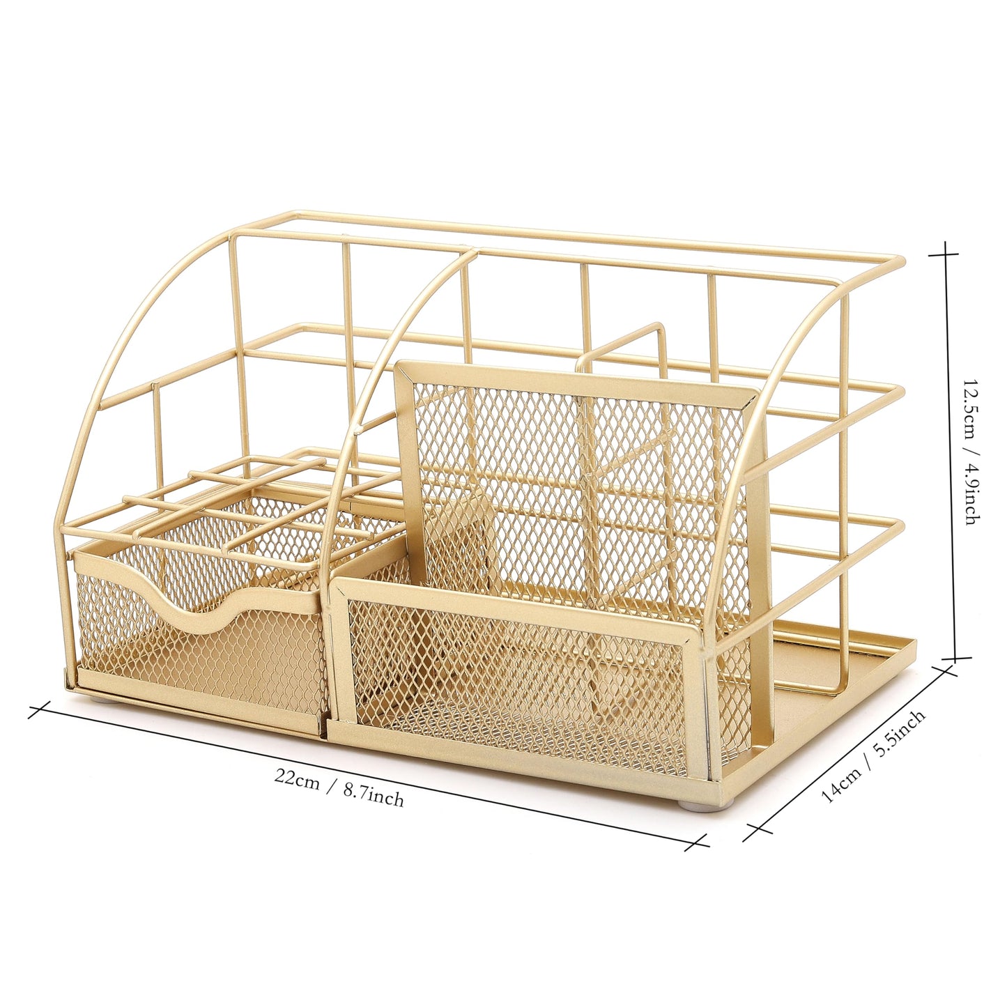 EXERZ Tisch-Organizer – eleganter Schreibtisch-Organisator aus Metall in Goldfarben