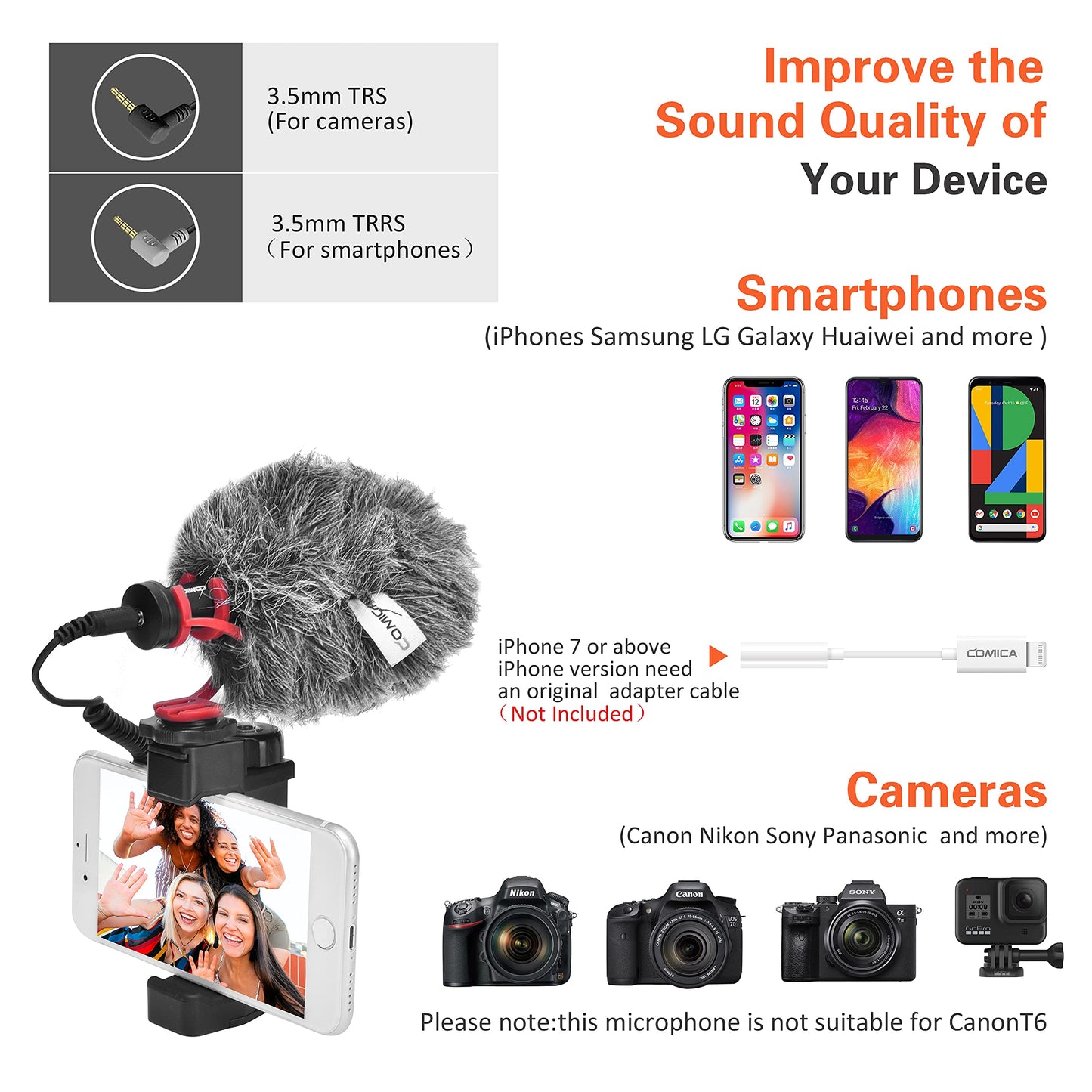 comica Kompaktes Kamera-Mikrofon CVM-VM10II Richtmikrofon mit Kondensator mit Wind Muff Mikrofon Cardioid Shotgun für DSLR-Kameras Canon, Nikon, Fuji, Sony, Panasonic, Smartphones usw. (rot)