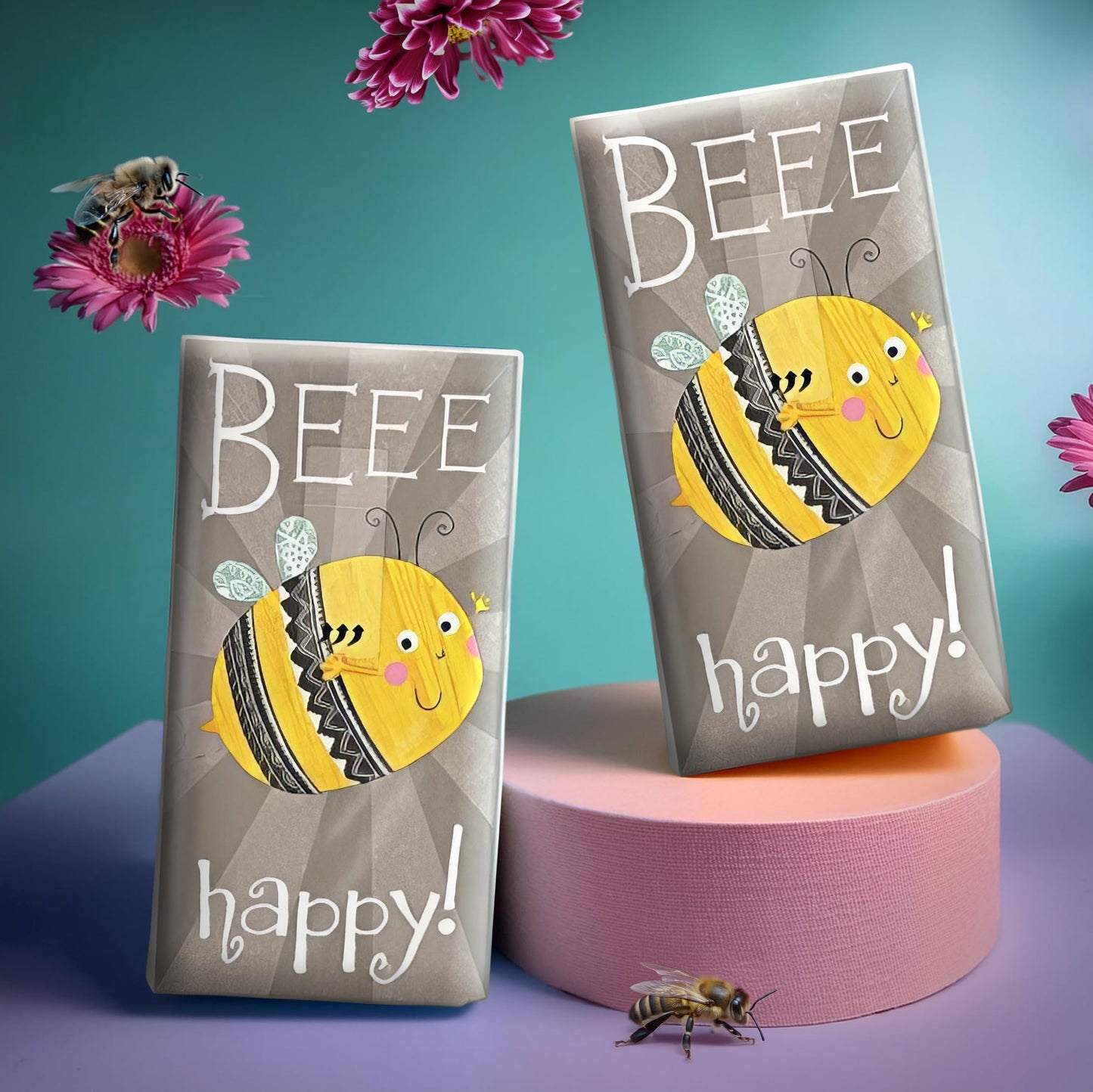 20 Taschentücher bedruckt (2 Packungen mit 10 Taschentücher) Packung mit Taschentuch Biene bedruckt Beee happy für Kinder und Erwachsene Papiertaschentücher Einweg wiederverschliessbar