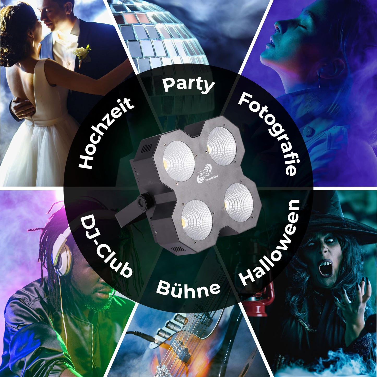 ETEC Professional LED Audience Blinder AB100 COB 4x50 Watt warmweiß DMX Effekt Bühne Club DJ Veranstaltung Eventbeleuchtung
