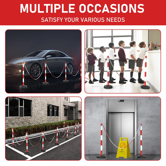 YUJUVI Absperrkette Kunststoffkette 25M Warnkette 6mm Plastikkette Kunststoff kette mit 10 Karabinern für Barrieren in Auffahrten zum Absperren von Flächen Gut Sichtbar (Rote Weiße, 25M)