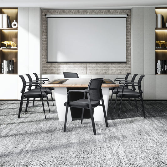 BASETBL Besucherstuhl, Konferenzstuhl für alle Fälle, Bürostühle mit festen Armlehnen, BIFMA-zertifizierter Stuhl, Stapelstuhl, 4er-Pack, Schwarz