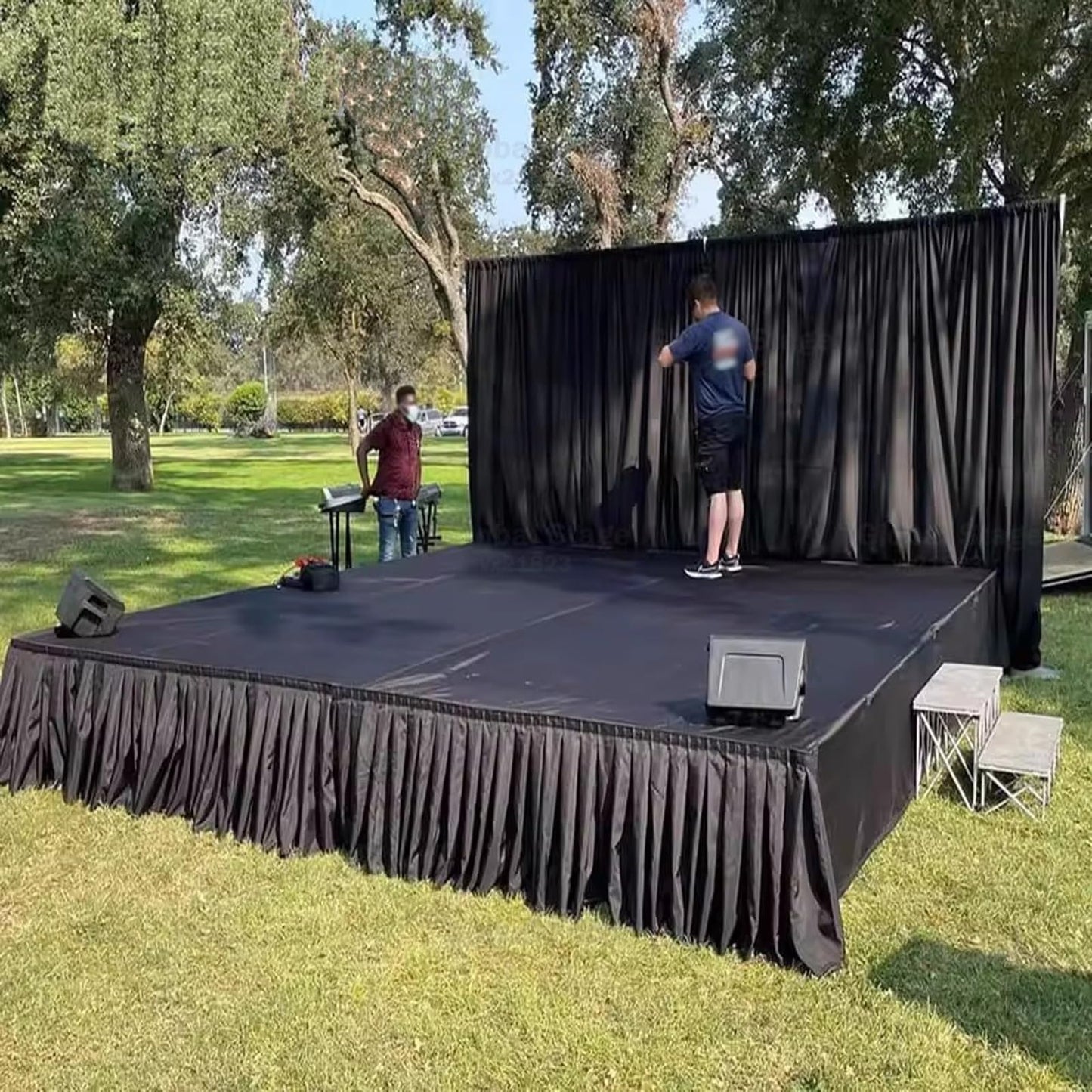 Tragbares Bühnenpodest tragbare Bühne 1,22 M/4 Ft Lange Faltbare Bühnenstufe, Rutschfeste, Tragbare Bühnenstufe Mit Teppichoberfläche/Industriebeschichtung Montierte Modulare Bühnenstufe Für Tanz/Trom