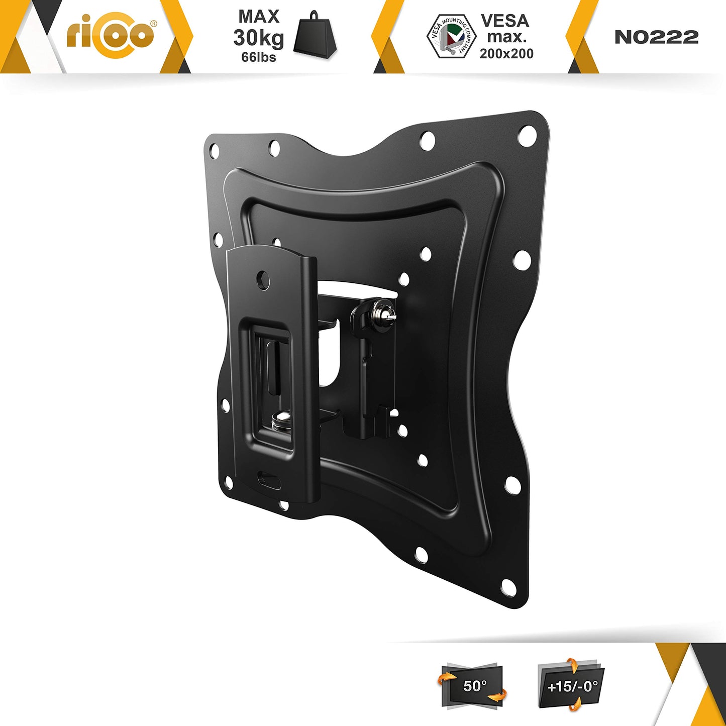 RICOO TV Monitor Wandhalterung Flach Ultra Slim Neigbar für 19-47 Zoll, Universal TV Halterung N0222, Fernsehhalterung für Wand, Wandhalterung Fernseher 32 Zoll, bis 30 Kg, max. VESA 200x200 mm