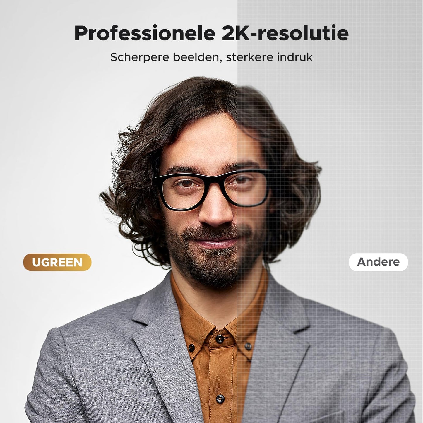 UGREEN Webcam 2K, Webcam mit Mikrofo, Webcam für PC, 80°Sichtfeld, Webcam mit Privacy Cover, Fixfokus, Automatische Lichtkorrektur, Stereo-Sound, Plug & Play, PC Kamera für Windows/MacOS/Zoom/Skype