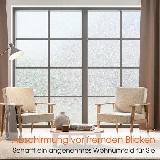 Lifetree Fensterfolie Blickdicht: Milchglasfolie Selbstklebend Fenster Sichtschutzfolie Blickdicht Anti-UV Statische Privatsphäre Haftend Glasfolie ohne Kleber Matt für Zuhause Büro 44.5 x 200cm