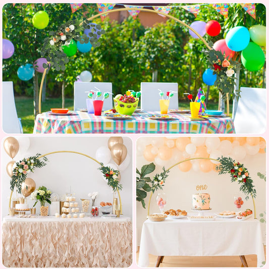 YORFULL Adjustable Metal Over Table Hanging Decoration Display Rod,Verstellbarer Tischbogen mit Klemmen, Goldmetall, halbkreisförmig,100 cm hoch, 180 cm lang,