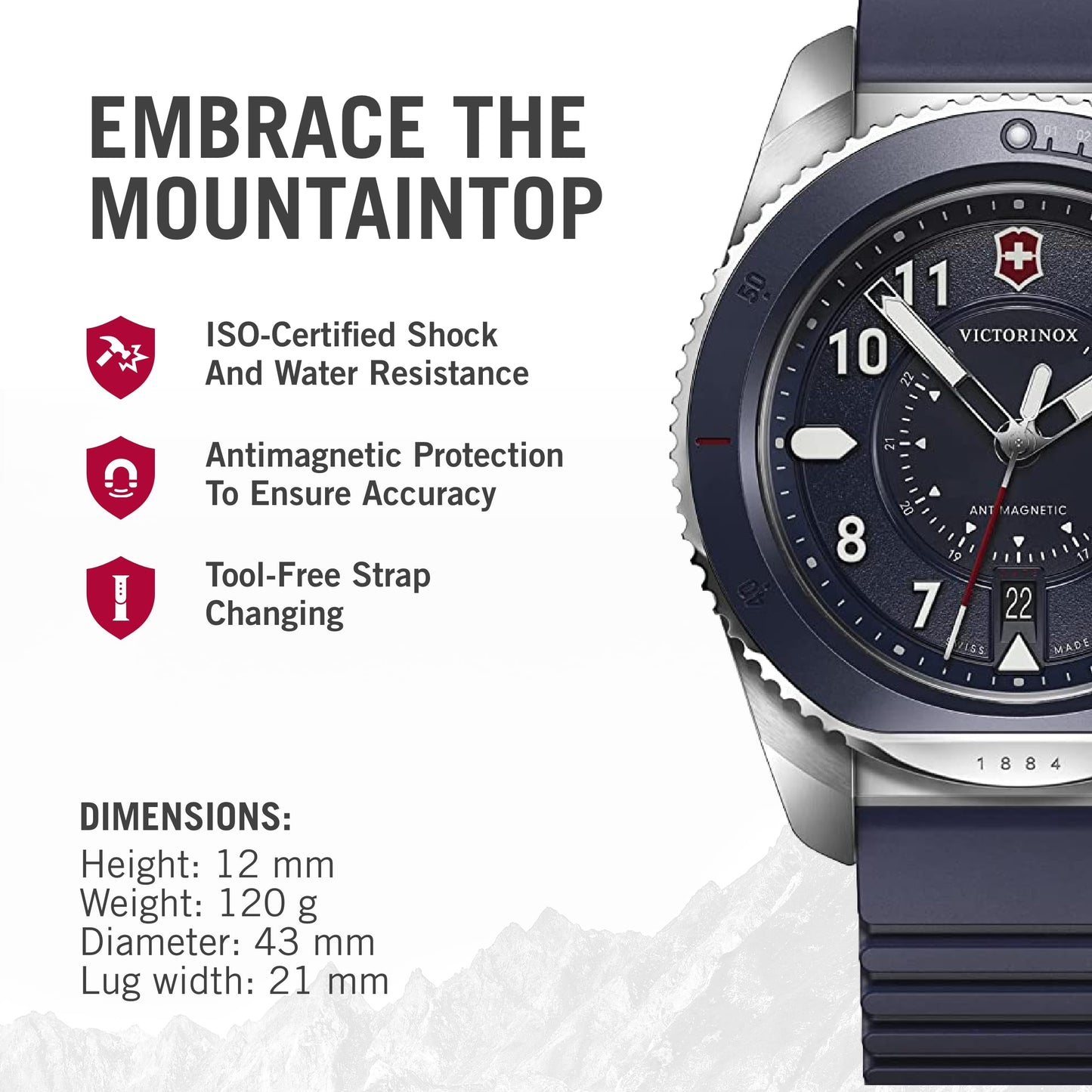 Victorinox Herren Armbanduhr Journey 1884 Ø 43 mm, Swiss Made, Analog Quarz, Wasserdicht bis 200 m, Leder-Armband, Schwarz/Braun