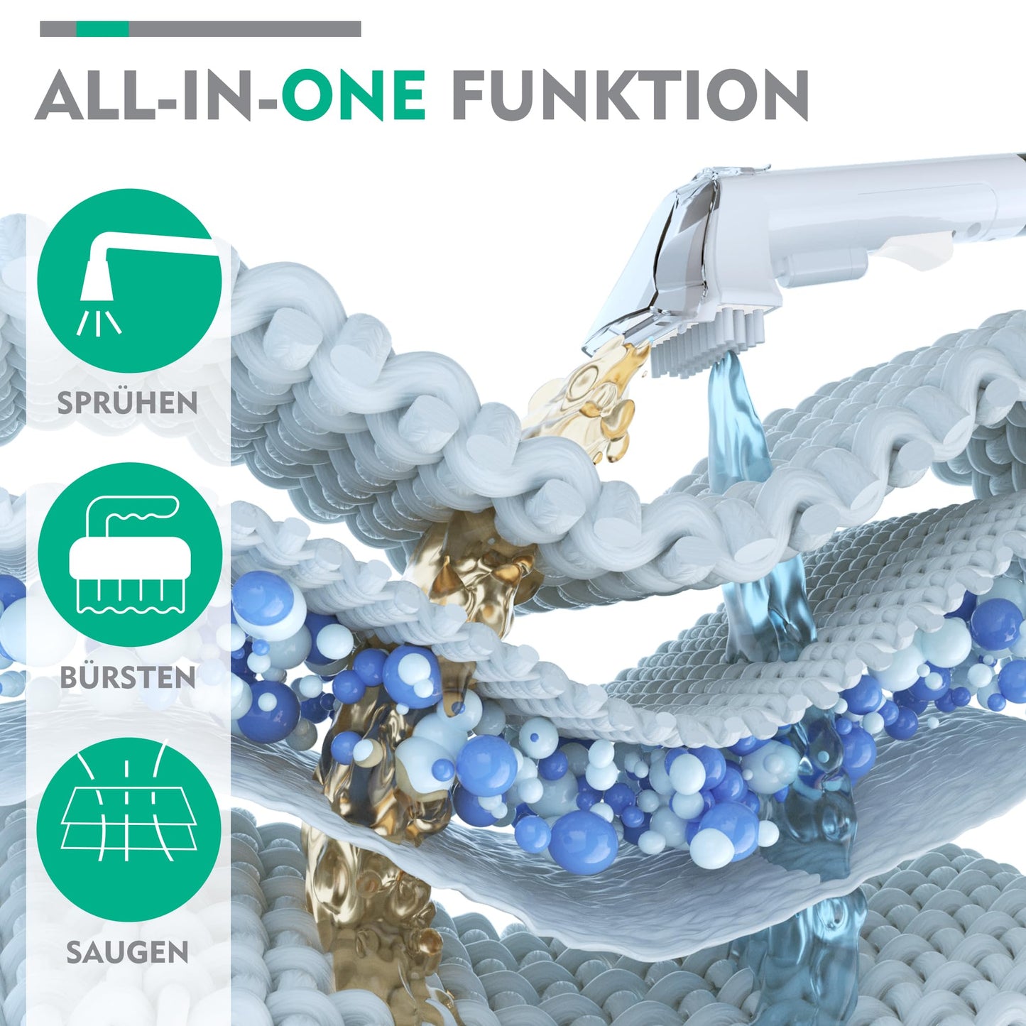 HAUSHOF Waschsauger Teppichreiniger, StainZapper Fleckenreiniger für Teppich, Sofa, Vorleger, Polster, Treppen, Auto, 28,5cm X 15cm X 26,5cm, 400W, 85dB, Weiß/Grau