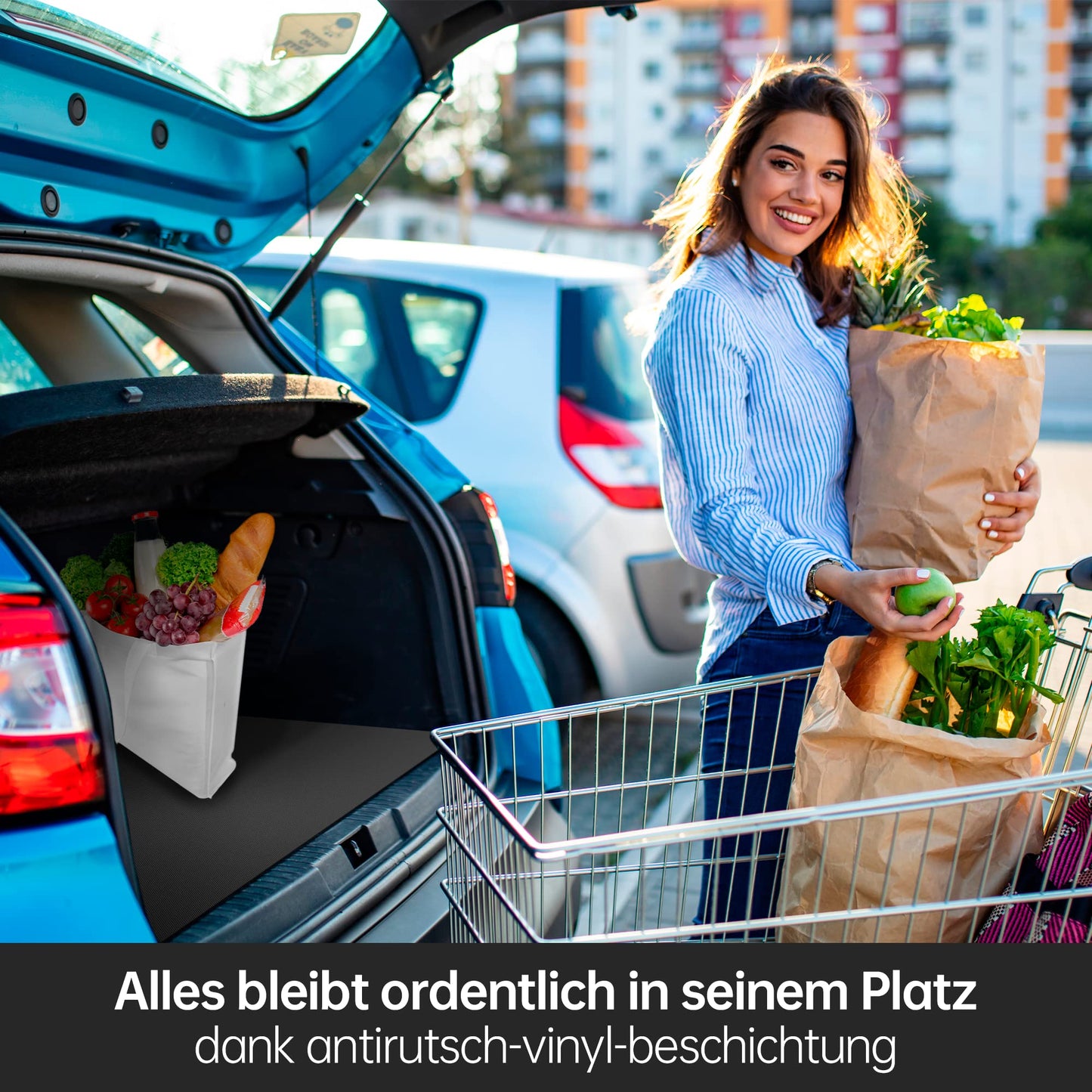 HAYATEC Universal Antirutschmatte Auto Kofferraum 120×100 cm – Zuschneidbar, Wasserdicht und Rutschfest, Schutzmatte für Kofferraum, Schubladen und Werkstatt – Schwarz