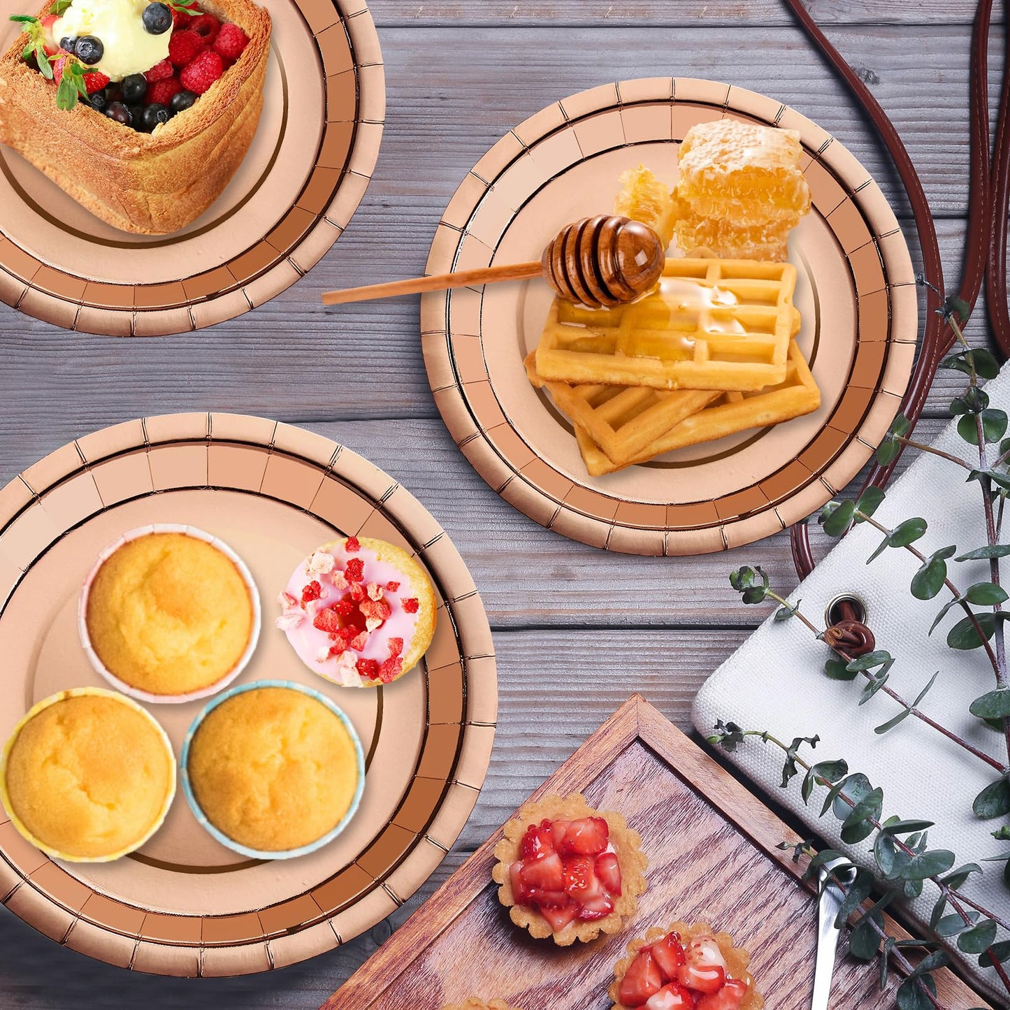 CEILIWEN Metallische Teller in Roségold, Rose Gold Teller Party Dekorationen, 25 Stück 7’’ Rose Gold Teller, Rose Gold Geburtstag Party Geschirr, Rose Gold Party-Zubehör (7''/25 Stück)