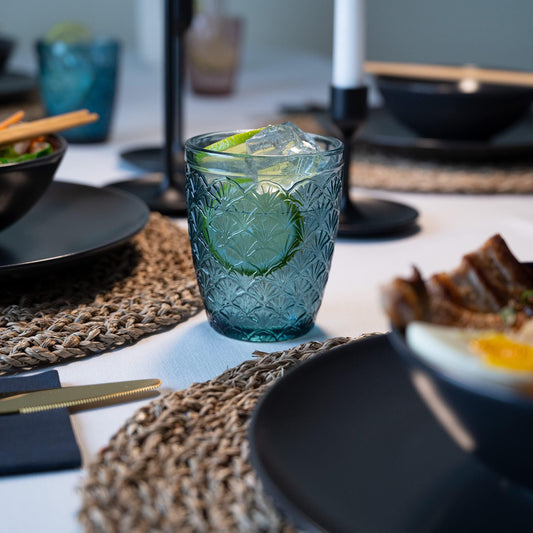 Norqvist Trinkgläser Set bunt - Gläser Set - Wassergläser farbig, Saftgläser - 6er Set 250 ml - Spülmaschinengeeignet - Modernes Design mit Mustern